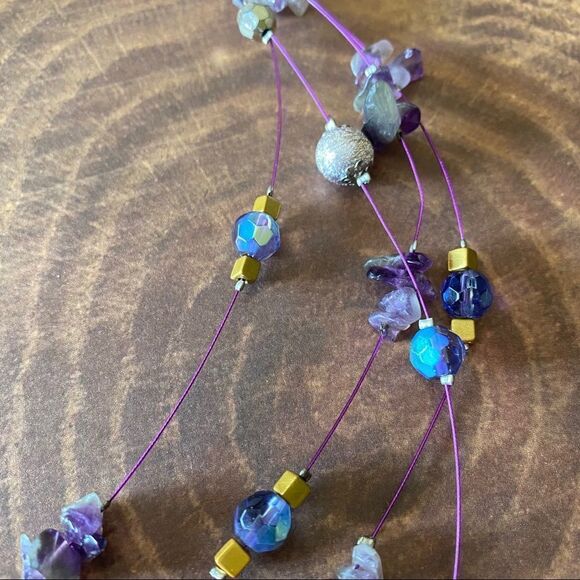 Natural Amethyst Multi Bead Wired Tiered Necklace - Picture 4 of 7